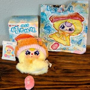 Baby Three BB3 Sunny Doll Wind Chime Vinyl Plush Pendant Yellow/Orange RARE Eyes